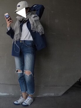 「Abercrombie&Fitch（アバークロンビーアンドフィッチ）のアイテム（帽子）」を使った、TAMIさん（レディース・162cm）の春コーディネート