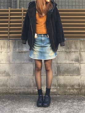 「AZUL（アズール）のアイテム（その他アウター）」を使った、りなちさん（レディース・166cm）の冬コーディネート