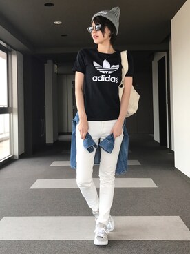 「UNIQLO（ユニクロ）のWOMEN ウルトラストレッチジーンズ（デニムパンツ）」を使った、kanna0029さん（レディース・159cm）の夏コーディネート