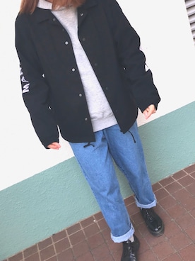 「GU（ジーユー）のアイテム（パーカー、グレー系）」を使った、Yüиaさん（レディース・158cm）の冬コーディネート