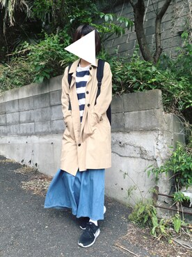 「マキシスカート」｜「アイテム（ステンカラーコート）」を使った、yuaさん（レディース・165cm）の春コーディネート