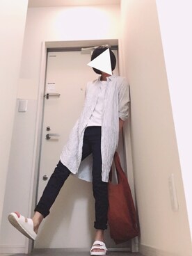 「UNIQLOU」｜「アイテム（シャツワンピース）」を使った、yuaさん（レディース・165cm）の夏コーディネート