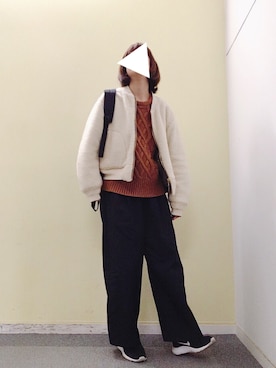 「かぐれ」｜「アイテム（MA-1）」を使った、yuaさん（レディース・165cm）の冬コーディネート