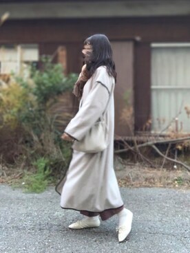 「apres jour mignon（アプレジュールミニョン）のアイテム（ノーカラージャケット）」を使った、むぎとろさん（レディース・161cm）の冬コーディネート