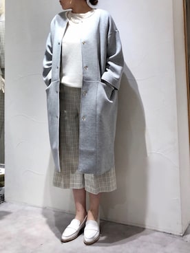 「ツイードパンツ」｜「アイテム（ノーカラージャケット）」を使った、sudohさん（レディース・160cm）の冬コーディネート