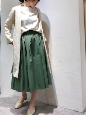 「タフタスカート」｜「アイテム（ジャケット/アウター）」を使った、sudohさん（レディース・160cm）の春コーディネート