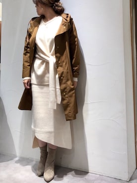 「ニットセットアップ」｜「アイテム（その他アウター）」を使った、sudohさん（レディース・160cm）の秋コーディネート
