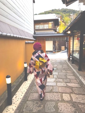 「着物」｜「アイテム（ハンチング/ベレー帽）」を使った、ゆーさん（レディース・150cm）の春コーディネート