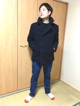 「アイテム（ピーコート）」を使った、カズさん（メンズ・177cm・30代）の冬コーディネート