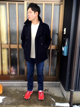 「アイテム（ピーコート）」を使った、カズさん（メンズ・177cm・30代）の冬コーディネート