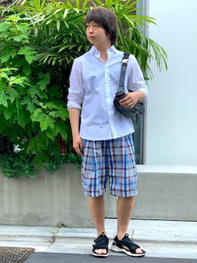 「サッカー」｜「アイテム（サンダル）」を使った、yoshitoさん（メンズ・174cm）の夏コーディネート