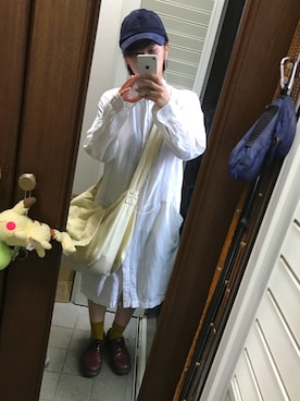 「タッセルローファー」｜「アイテム（シャツワンピース）」を使った、あんくさん（レディース・153cm）の秋コーディネート