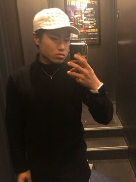 「LOVELESS（ラブレス）のアイテム（キャップ）」を使った、HIROKIさん（メンズ・161cm）の冬コーディネート