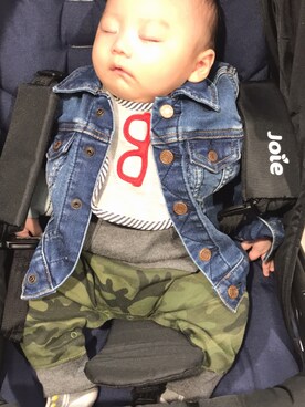 「babygap」｜「アイテム（デニムジャケット）」を使った、むーさん☽ ⋆゜さん（キッズ・60cm）の秋コーディネート