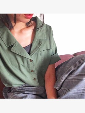 「E hyphen world gallery（イーハイフンワールドギャラリー）のラメリブタンクトップ（タンクトップ）」を使った、ゆさん（レディース・155cm）の夏コーディネート