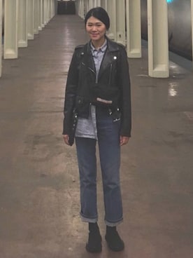 「stripes」｜「アイテム（ジャケット/アウター）」を使った、Pingさん（レディース・160cm）の春コーディネート