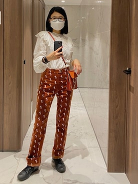 「H&M（エイチ・アンド・エム）のアイテム（シャツ/ブラウス、ホワイト系）」を使った、Pingさん（レディース・160cm）の夏コーディネート
