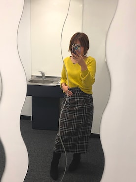 「マスタードイエロー」｜Naak☺︎さん（レディース・155cm）の冬コーディネート