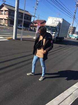 「CANADA GOOSE（カナダグース）のアイテム（ジャケット/アウター、ブラック系）」を使った、たいちさん（メンズ・176cm）の秋コーディネート