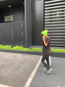 「SOPHNET.（ソフネット）のアイテム（ニットキャップ/ビーニー、イエロー系）」を使った、たいちさん（メンズ・176cm）の秋コーディネート