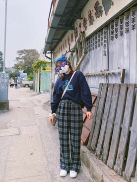 「PULL&BEAR（プルアンドベア）のアイテム（帽子）」を使った、mehwykoさん（レディース・162cm）の冬コーディネート