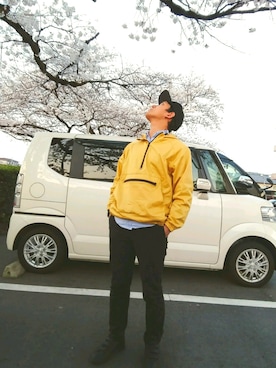「MELLOW（メロー）のアイテム」を使った、潮さん（メンズ・176cm）の春コーディネート