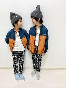 「BREEZE（ブリーズ）のアイテム（ナイロンジャケット）」を使った、nukoさん（キッズ・122cm）の秋コーディネート