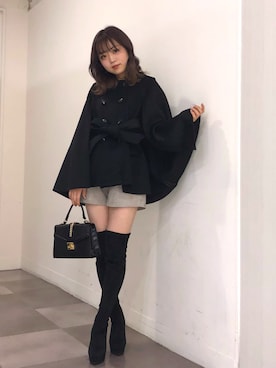 「LIPSERVICE（リップサービス）のアイテム（ピーコート）」を使った、ふうさん（レディース・158cm）の冬コーディネート