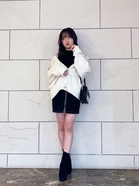 「LIPSERVICE（リップサービス）のアイテム（ジャケット/アウター）」を使った、ふうさん（レディース・158cm）の冬コーディネート