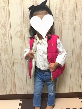 「おんなのこコーデ」｜「アイテム（ダウンベスト）」を使った、セナままさん（キッズ・80cm）の秋コーディネート