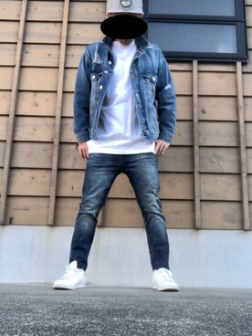 「やっぱりストリートが好き」｜「アイテム（デニムジャケット）」を使った、かつさん（メンズ・165cm）の秋コーディネート