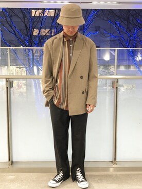 「スリットパンツ」｜「アイテム（その他アウター）」を使った、shintarou さん（メンズ・174cm）の春コーディネート