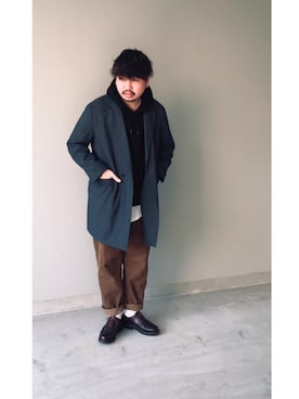 「ADAM ET ROPE'（アダムエロペ）のアイテム（チェスターコート）」を使った、10moj✔️さん（メンズ・184cm）の冬コーディネート