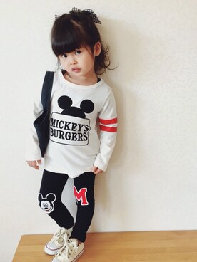 「smile kidsのアイテム（Tシャツ/カットソー、ホワイト系）」を使った、子供服🇰🇷smilekids888さん（キッズ）の春コーディネート