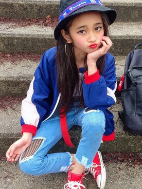 「smile kidsのアイテム（ジャケット/アウター、ブルー系）」を使った、子供服🇰🇷smilekids888さん（キッズ）の春コーディネート