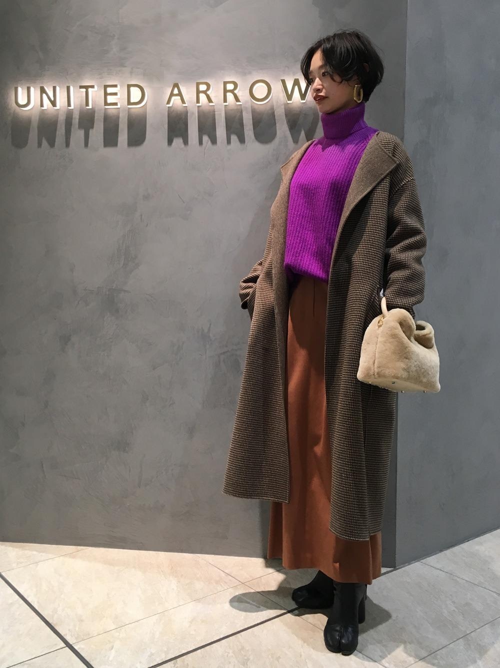 美品　ユナイテッドアローズ UGCB ダブルフェイス ノーカラーコート ブラウン UNITED ARROWS UGCB ダブルフェイス ノーカラーコートブラウン