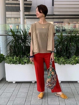 「アイテム（エコバッグ/サブバッグ）」を使った、uaSTAFFさん（レディース・168cm）の夏コーディネート