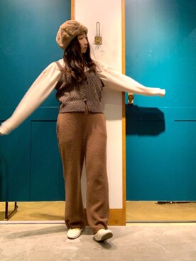 「いいね返し」｜「アイテム（ハンチング/ベレー帽）」を使った、charuさん（レディース・154cm）の秋コーディネート