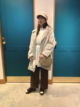 「ehka sopo（エヘカソポ）のアイテム（トレンチコート）」を使った、charuさん（レディース・154cm）の春コーディネート