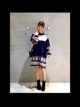 「MAJESTIC LEGON（マジェスティックレゴン）のアイテム（ワンピース/ドレス）」を使った、Olive Hsuさん（メンズ・158cm）の冬コーディネート
