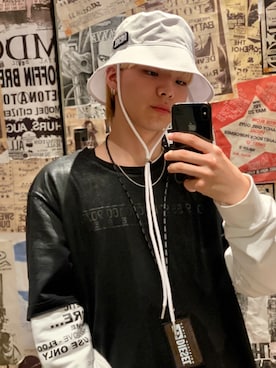 「DIESEL（ディーゼル）のアイテム（ハット）」を使った、Katsumiさん（メンズ・173cm）の春コーディネート