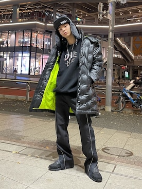「DIESEL（ディーゼル）のアイテム（その他アウター）」を使った、Katsumiさん（メンズ・173cm）の冬コーディネート