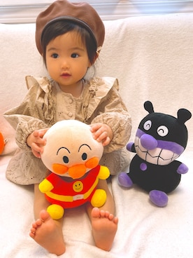 「1歳半」｜「アイテム（ハンチング/ベレー帽）」を使った、cocoさん（キッズ・70cm）の冬コーディネート
