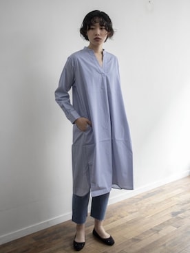 「古着女子」｜「アイテム（シャツワンピース）」を使った、kiyokaさん（レディース・173cm）の冬コーディネート