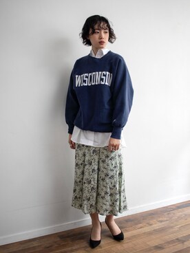 「大人古着」｜「アイテム（スカート）」を使った、kiyokaさん（レディース・173cm）の春コーディネート
