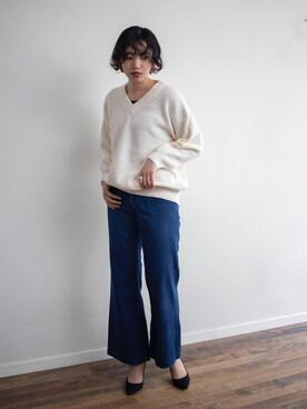 「大人古着」｜「アイテム（デニムパンツ）」を使った、kiyokaさん（レディース・173cm）の春コーディネート