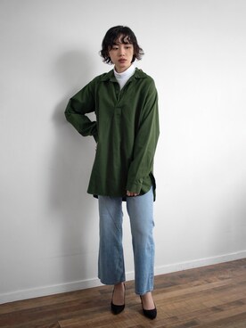 「大人古着」｜「アイテム（デニムパンツ）」を使った、kiyokaさん（レディース・173cm）の春コーディネート
