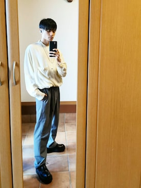 「ノーカラーシャツ」｜「アイテム（その他シューズ）」を使った、pul_likさん（メンズ・162cm）の春コーディネート