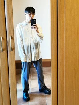 「ノーカラーシャツ」｜「アイテム（その他シューズ）」を使った、pul_likさん（メンズ・162cm）の春コーディネート