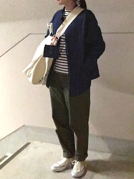 「マリン」｜「アイテム（デニムジャケット）」を使った、Azさん（レディース・153cm）の冬コーディネート